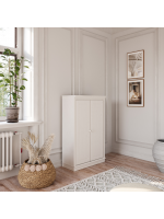 Estante de madeira com 1,19 m no acabamento branco lavado com duas portas / Coleção biblioteca